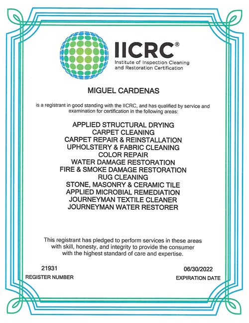IICRC Certification 2021